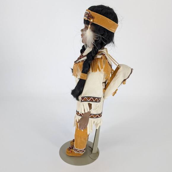 Vintage Ashley Bell Porcelain Native American Indian Doll with Baby and Stand - Picture 5 of 10